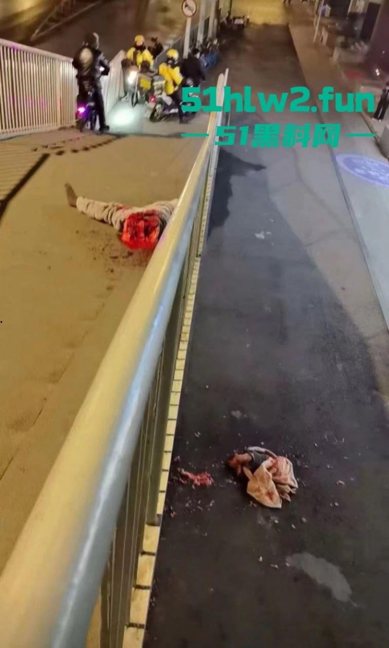 恐怖事件！武汉花园道icc天桥下惊现一具一分为二的碎尸，跳楼自杀撞到栏杆被拦腰切断。-4