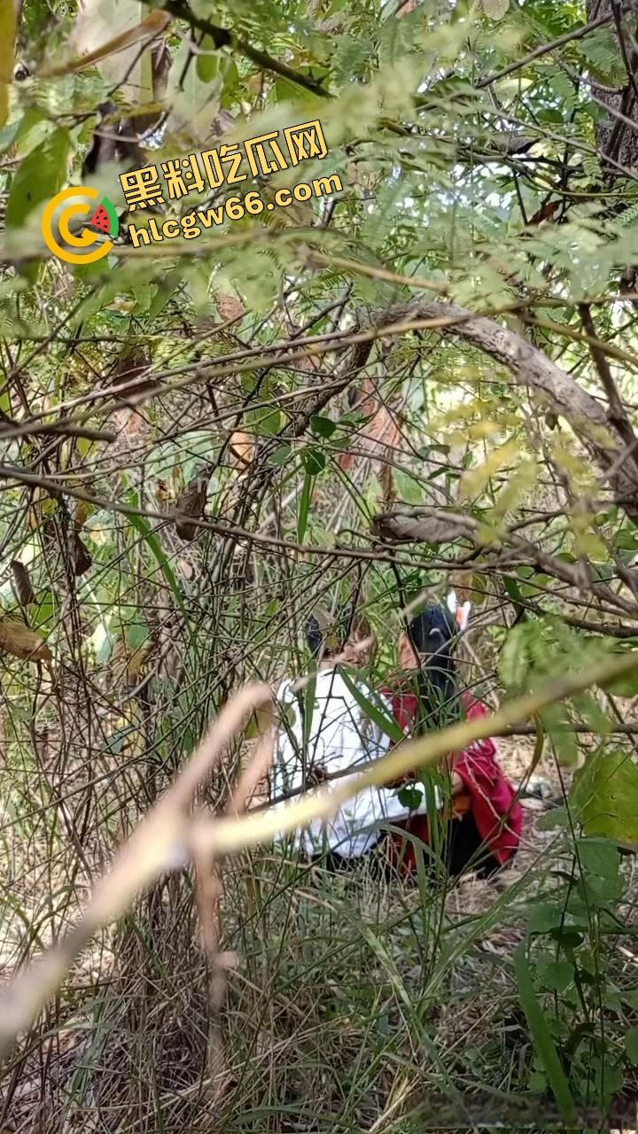 夏天的第一炮，小情侣树林野战开操果园大哥路过拍下全程，屁股抬得比桃子高，万物复苏逼也骚！-2