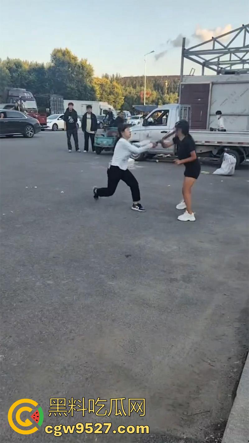 河南街头精神小妹,拿砍刀当街对拼,黑衣小妹气势汹汹,被砍后直接跑路,一群小伙围观!-2