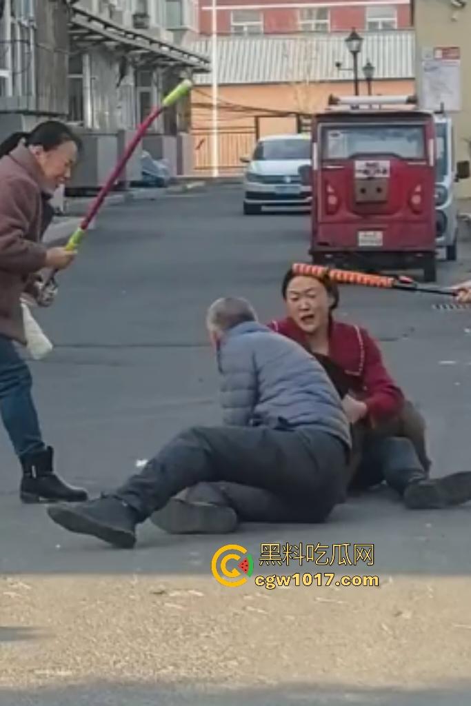 大爷手贱开狗笼被比特犬当场反咬！女主人抱不住狗，大妈大爷拿棍子打像挠痒，比特犬得配上香料才安抚大爷的心！-7