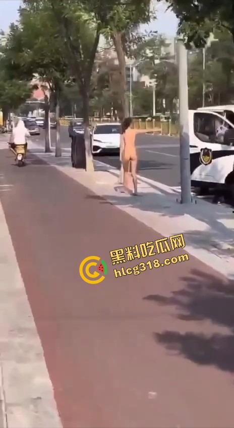 郑州街头惊现全裸妹子游街，任务完成得太彻底，帽子叔叔追着递毛巾，妹子边跑边喊我是主人的狗！-12